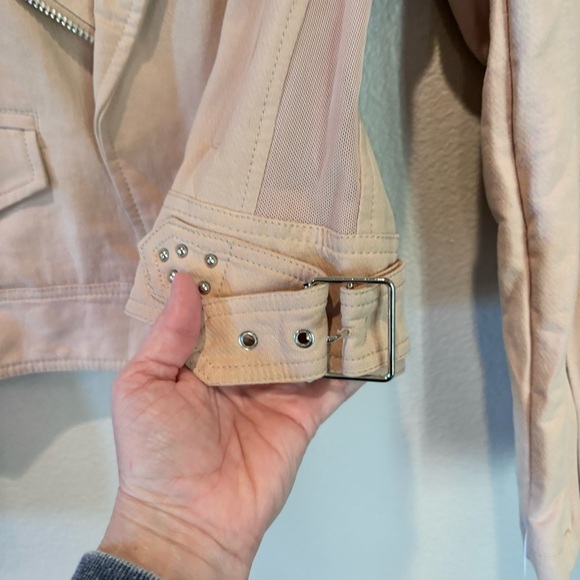 Blank NYC Moto Jacket, Color:Cream, Small, Modern Biker Casual Punk Streetwear - Picture 6 of 12